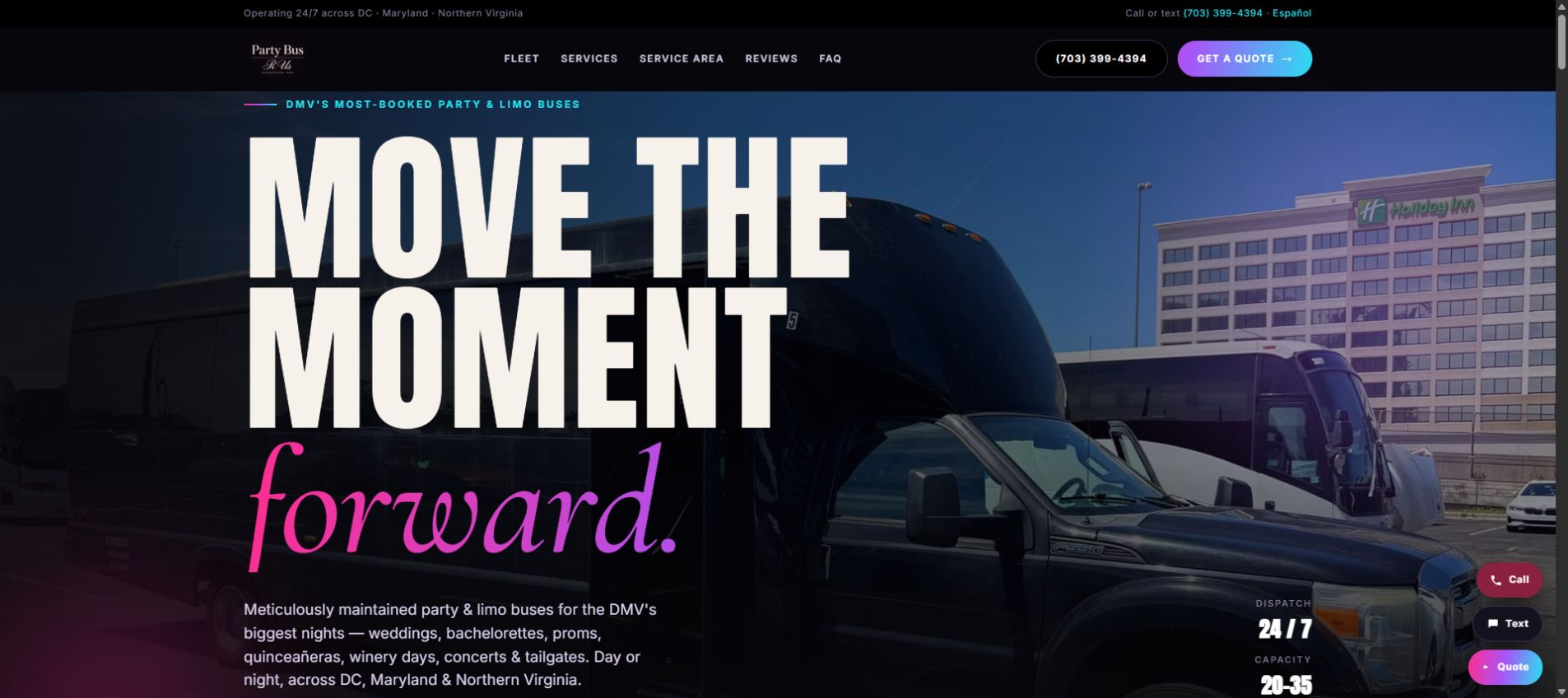 Party Bus R Us selected website detail